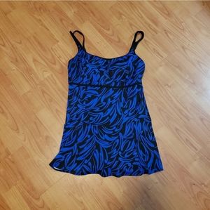 Striking Blue and Black One-Piece Swimsuit with Modern Design